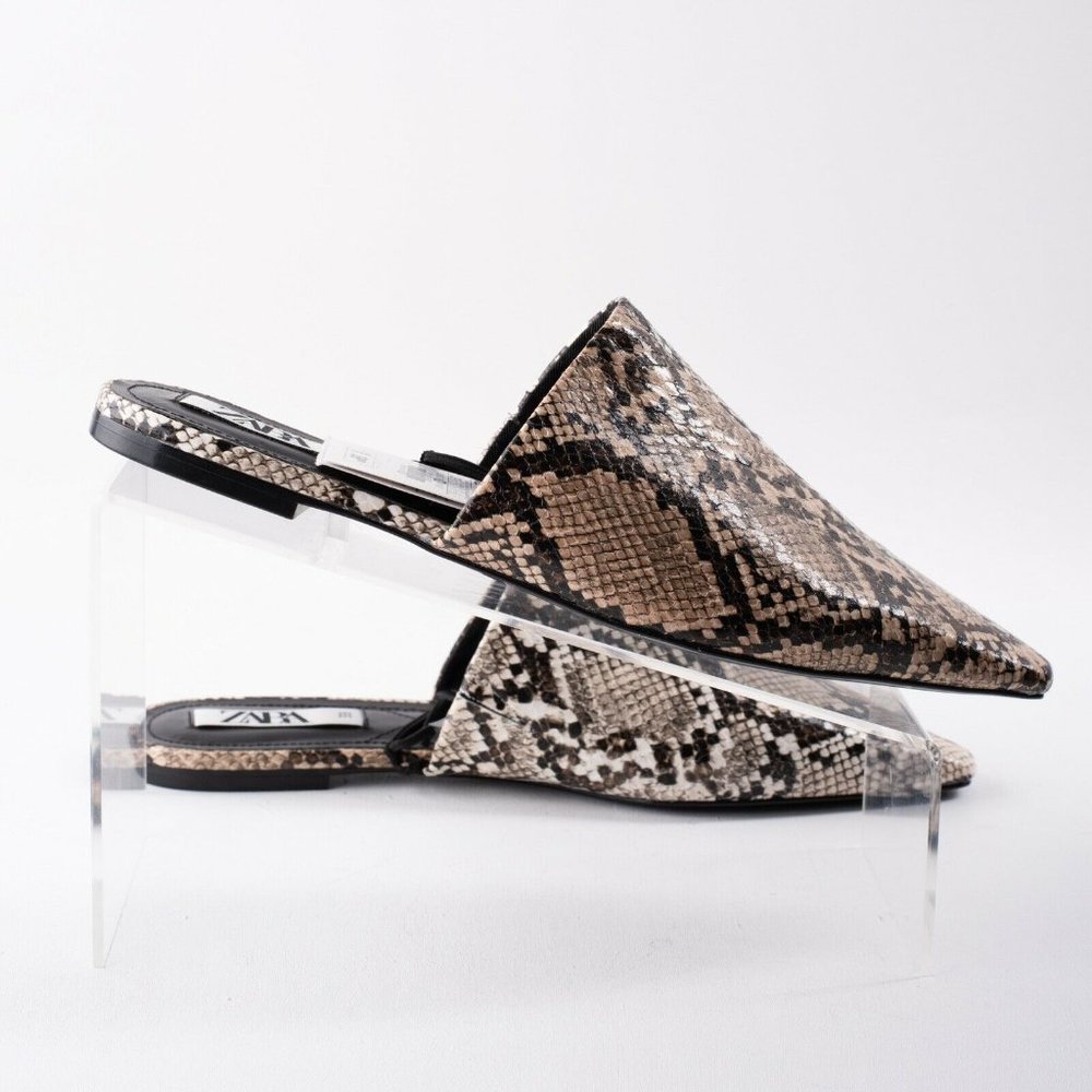 Zara Womens Multicolored Animal Print Flats Mules - Picture 7 of 8